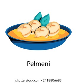 Echa un vistazo a este icono plano de pelmeni