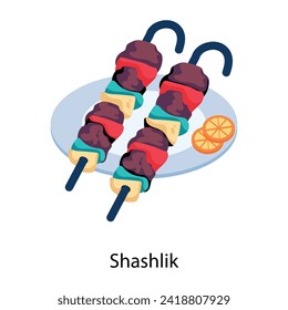 Echa un vistazo a este icono plano de shashlik 
