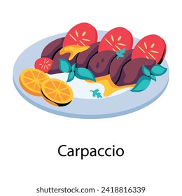 Check out this flat icon of carpaccio dish 