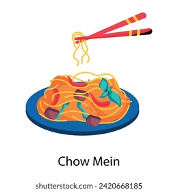 Check out this flat icon of chow mein 