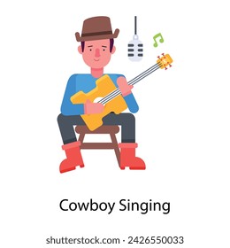 Check out this flat icon of cowboy singing 