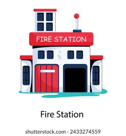 Check out this flat icon of fire station 