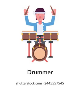 Check out this flat icon of a drummer 