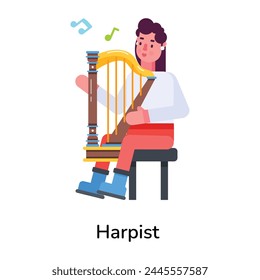 Check out this flat icon of a harpist 