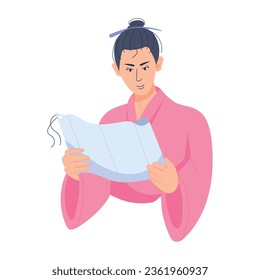 Check out this flat illustration of a chinese scholar 