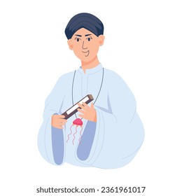 Schauen Sie sich diese flache Abbildung eines chinesischen Männchens an 