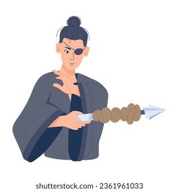 Echa un vistazo a esta ilustración plana de un guerrero chino 