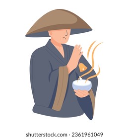 Echa un vistazo a esta ilustración plana de un monje zen 