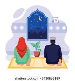 Check out this flat illustration of ramadan prayer