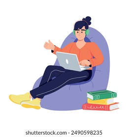 Check out this flat illustration of a working girl 