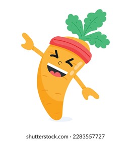 Check out this flat sticker of a happy cute carrot 