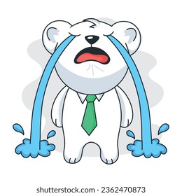 Check out this flat sticker of a crying bear 