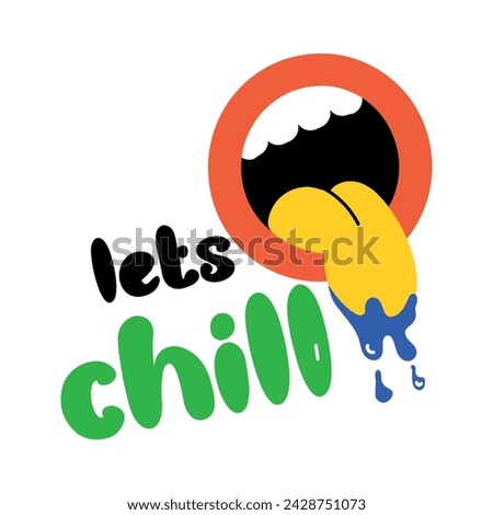 Check out this flat sticker of lets chill typography 