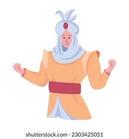 Check out this flat style icon of an oriental prince 