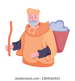 Check out this flat style illustration of old medieval worker 