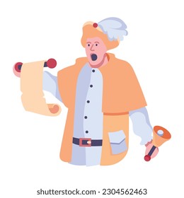 Check out this flat style illustration of a town crier 