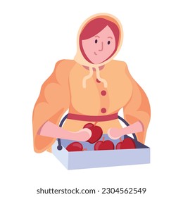 Check out this flat style illustration of an ancient fruiterer woman