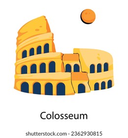 Sehen Sie sich dieses Symbol im flachen Stil des Kolosseums an 