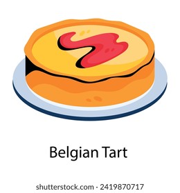 Check out this flat style icon of belgian tart 