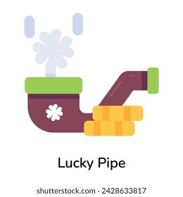 Check out this flat style icon of lucky pipe 