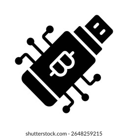 Confira este ícone de glifo da unidade USB bitcoin