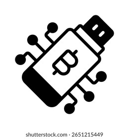 Confira este ícone de glifo da unidade USB bitcoin