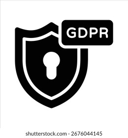 Echa un vistazo a este icono de glifo de bloqueo de escudo GDPR