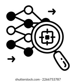 Echa un vistazo a este icono dibujado a mano que representa el análisis de redes neuronales 