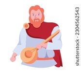 Check out this handy flat illustration of a medieval bard 