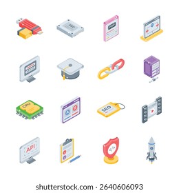 Check out this handy pack of digital advertising isometric style icons