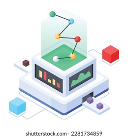 Check out this isometric icon depicting ai analytics 