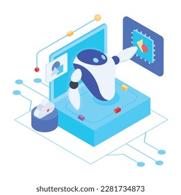 Check out this isometric icon depicting ai bot 