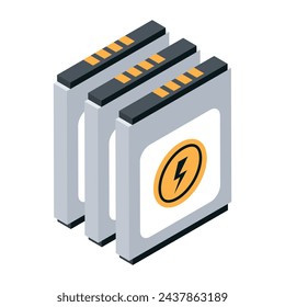 Check out this isometric icon of power batteries