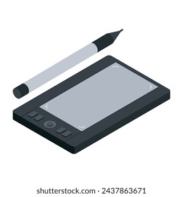 Check out this isometric icon of pen tablet