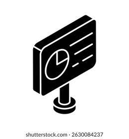 Echa un vistazo a este icono isométrico que muestra el tablero de conferencias