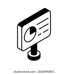 Echa un vistazo a este icono isométrico que muestra el tablero de conferencias