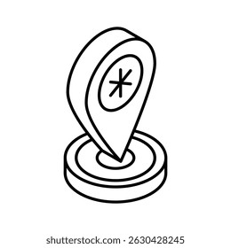 Echa un vistazo a este icono isométrico para la ubicación del hospital