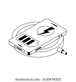Echa un vistazo a este icono isométrico que muestra el sistema de carga inalámbrica