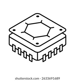 Echa un vistazo a este icono isométrico de chip de procesador