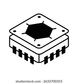 Sehen Sie sich dieses isometrische Symbol des Prozessorchips an