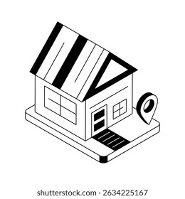 Echa un vistazo a este icono isométrico de la ubicación de la casa