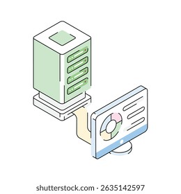 Check out this isometric icon showing server computer setup