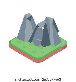 Check out this isometric icon of mountains peaks