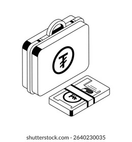 Check out this isometric icon of money briefcase
