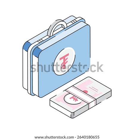 Check out this isometric icon of money briefcase