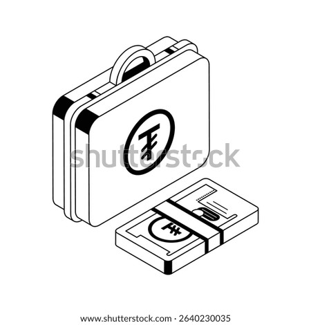 Check out this isometric icon of money briefcase