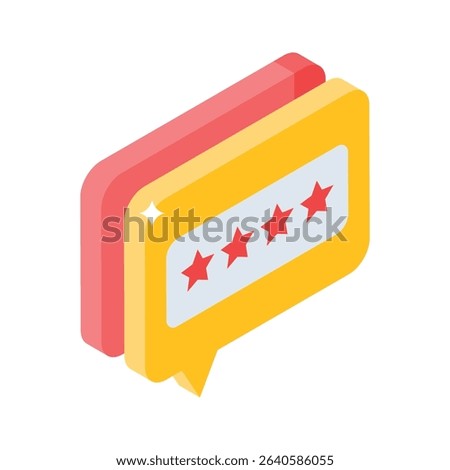 Check out this isometric icon showing feedback message bubble