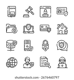 Echa un vistazo a esta última colección que muestra iconos de estilo de esquema de protección de datos