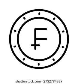 Echa un vistazo a este icono de línea que muestra la moneda del franco suizo