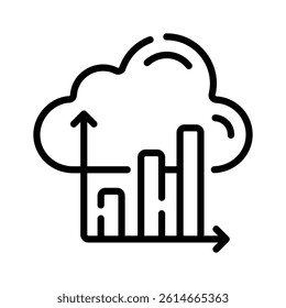 Check out this line style icon of cloud statistics